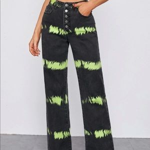 green and black jean